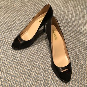 Prada Leather Peep-Toe Pump